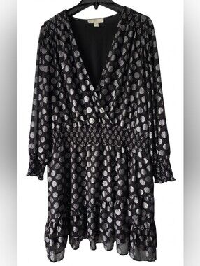 MICHAEL Michael Kors Black Dress With Silver Polka Dots Size 3X